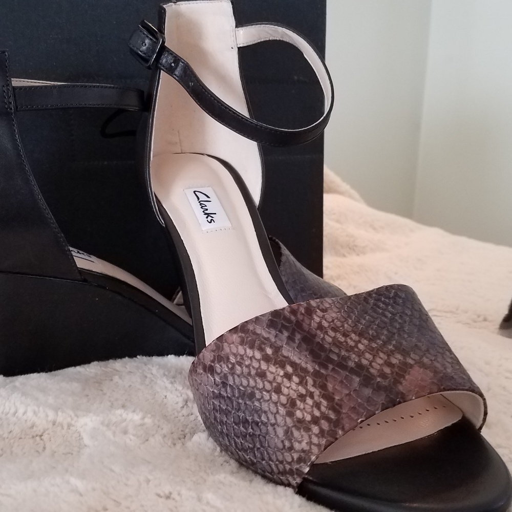 Snakeskin Wedge Sandals